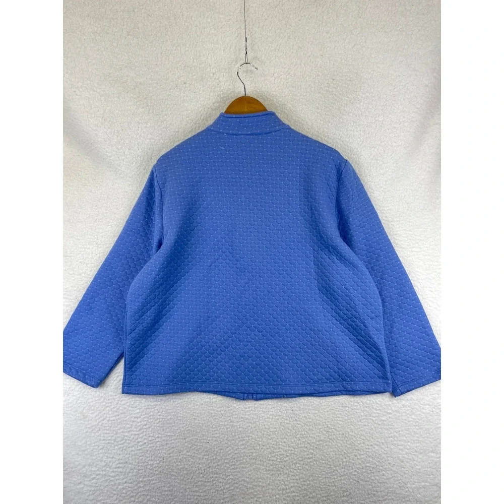 Alfred Dunner Life of Leisure Periwinkle Quilted Zip Front Jacket Petite XL - Picture 9 of 10